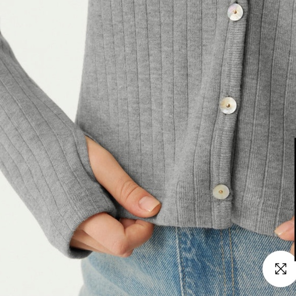 NWT - OGL Wide Rib V-Neck Cardigan - Deep Red - Picture 4 of 5